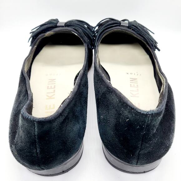 ANNE KLEIN Dixie iFlex Black Suede Tasseled Slip-On Flats Women's Size 5 M - Picture 5 of 8
